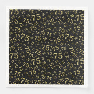 75. Alters-Zufallszahlenmuster Schwarz/Gold Serviette
