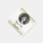 75. Benutzerdefiniertes Foto in Weiß und Gold Serviette (Ecke)