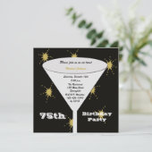 75. BIrthday Party Einladung Gold 75. Toast (Stehend Vorderseite)