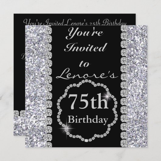 75. BLING Geburtstagsparty Einladung (Vorne/Hinten)