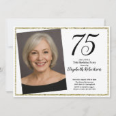 75. Custom Foto White und Gold Einladung (Vorderseite)