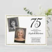 75. Custom Foto White und Gold Einladung (Stehend Vorderseite)