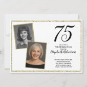 75. Custom Foto White und Gold Einladung (Vorderseite)