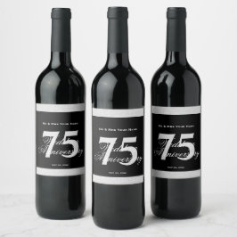 75. Diamantene Hochzeit - Benutzerdefiniertes Wein Weinetikett