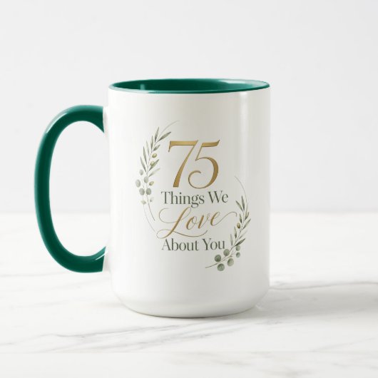75 Dinge, die wir an Mama lieben Tasse (Links)