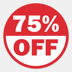 75% ERMÄßIGUNG RUNDER AUFKLEBER