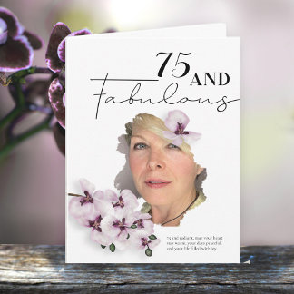 75 & Fabulous Orchid Photo Birthday Greeting Card Karte