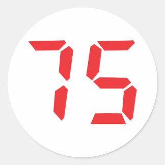 75 fünfundsiebzig rote Wecker digitale Nummer Runder Aufkleber