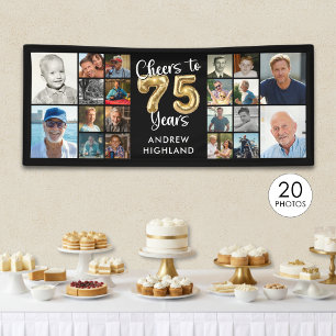 75. Geburtstag 20-Foto-Collage Prost auf 75 Jahre Banner