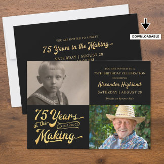 75. Geburtstag 75 JAHRE IN DER MAKING Black Gold Einladung