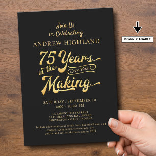 75. Geburtstag 75 JAHRE IN DER MAKING Black Gold Einladung