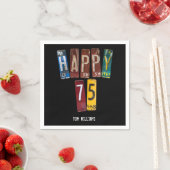 75. Geburtstag alte Nummernschildersammlung Serviette (Beispiel)