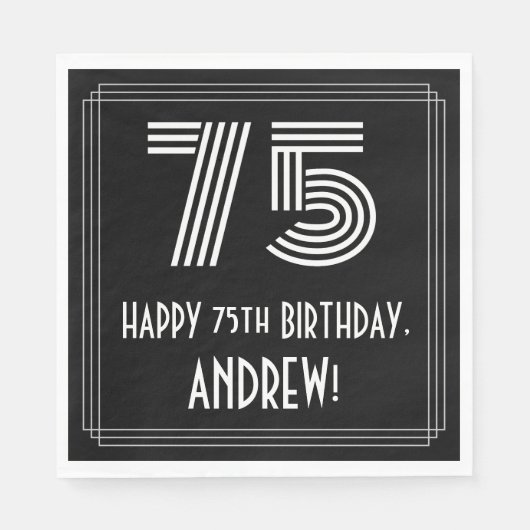 75. Geburtstag: Art Deco Inspiriert Look "75" + Na Serviette (Vorderseite)