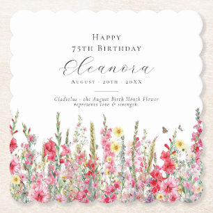 75. Geburtstag August Geburts-Blume Custom Untersetzer