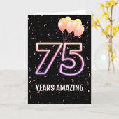 75. Geburtstag Ballons und Confetti Karte (Gelbe Blume)