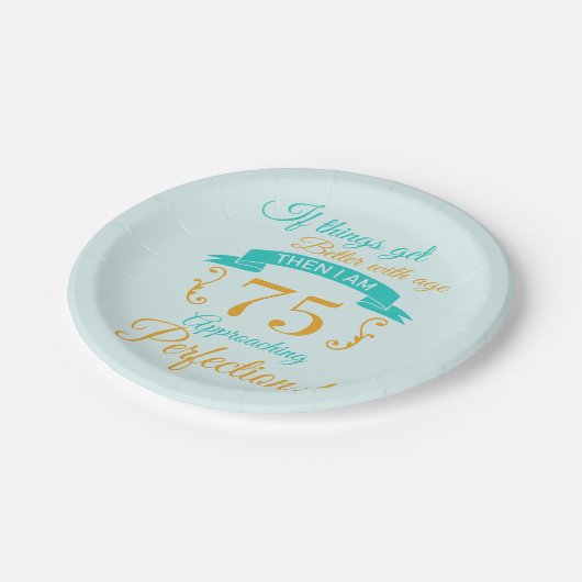 75. Geburtstag besser mit Alter Pappteller (Schrägansicht)