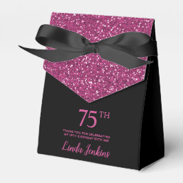 75. Geburtstag Black Hot Pink Glitzer Vielen Dank Geschenkschachtel