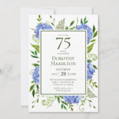 75. Geburtstag Blue Hydrangeas Einladung (Vorderseite)
