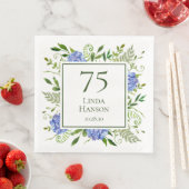 75. Geburtstag Blue Hydrangeas Serviette (Beispiel)