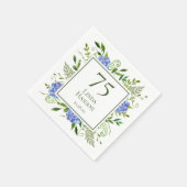 75. Geburtstag Blue Hydrangeas Serviette (Ecke)