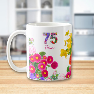 75. Geburtstag Boho Floral 75 Personalisiertes Ges Kaffeetasse