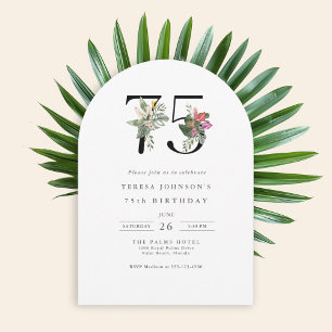 75. Geburtstag Einfach Elegant Tropical Floral Einladung