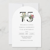 75. Geburtstag Einfach Elegant Tropical Floral Einladung (Vorderseite)