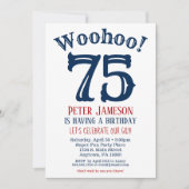 75. Geburtstag Einladung Mens Navy Blue (Vorderseite)