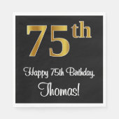 75. Geburtstag ~ Elegante Luxuriöse Imitate Gold L Serviette (Vorderseite)