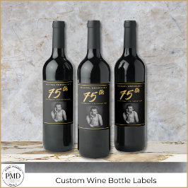 75. Geburtstag Elegantes Foto Weinetikett