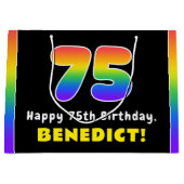 75. Geburtstag: Farbiger Regenbogen # 75, Individu Große Geschenktüte (Vorderseite)