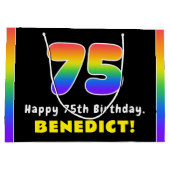 75. Geburtstag: Farbiger Regenbogen # 75, Individu Große Geschenktüte (Rückseite)