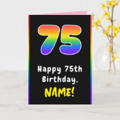 75. Geburtstag: Farbiger Regenbogen # 75, Individu Karte (Gelbe Blume)