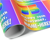 75. Geburtstag: Farbiges, lustiges Regenbogenmuste Geschenkpapier (Rolleneckpunkt)