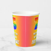 75. Geburtstag: Farbiges, lustiges Regenbogenmuste Pappbecher (Rechts)