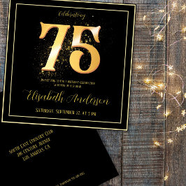 75. Geburtstag feiern Gold Black Einladung