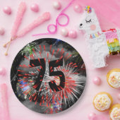 75. Geburtstag Feuerwerk in Clouds Papier Plate Pappteller (Party)