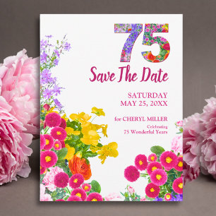 75. Geburtstag Floral Garden Save-the-Date Ankündigungspostkarte
