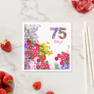 75. Geburtstag Floralgarten Elegante Party Serviette