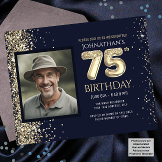 75. Geburtstag Foto Gold Ballon Paper Sheet
