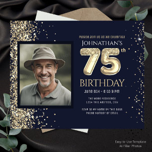 75. Geburtstag Foto Gold Ballon Paper Sheet