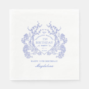 75. Geburtstag French Blue Floral Crest Custom Serviette