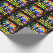 75. Geburtstag: Fun Fireworks, Rainbow Look # "75" Geschenkpapier (Ecke)