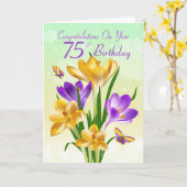 75. Geburtstag Gelb und Lila Crocus Karte (Gelbe Blume)