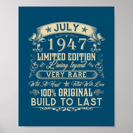 75. Geburtstag Geschenke 75 Jahre alt Retro Vintag Poster (Vorne)