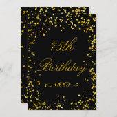 75. Geburtstag Glamour Gold Confetti Einladung (Vorne/Hinten)