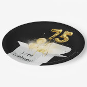 75. Geburtstag Gold Ballons in weißer Box Pappteller (Schrägansicht)