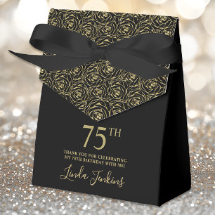 75. Geburtstag Gold Glitter Rosen Dankeschön  Geschenkschachtel