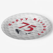 75. Geburtstag Golf Ball Design Paper Plate Pappteller (Schrägansicht)