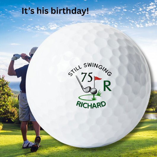 75. Geburtstag Herren Monogramm Name Golfball